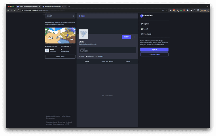 A screenshot of a blank default Mastodon interface. All images are now displaying properly on the page