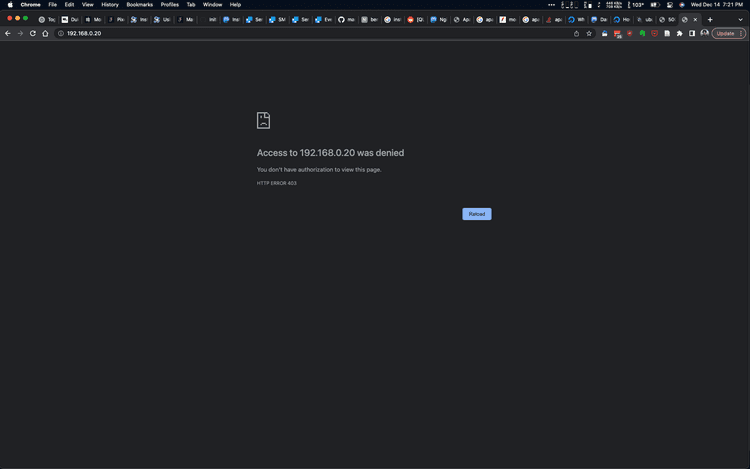 A screenshot of a Web brower displaying an error - HTTP 403: Forbidden
