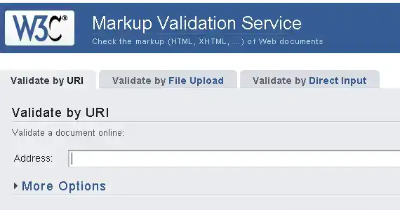 A screenshot of the W3C Markup Validation Service website