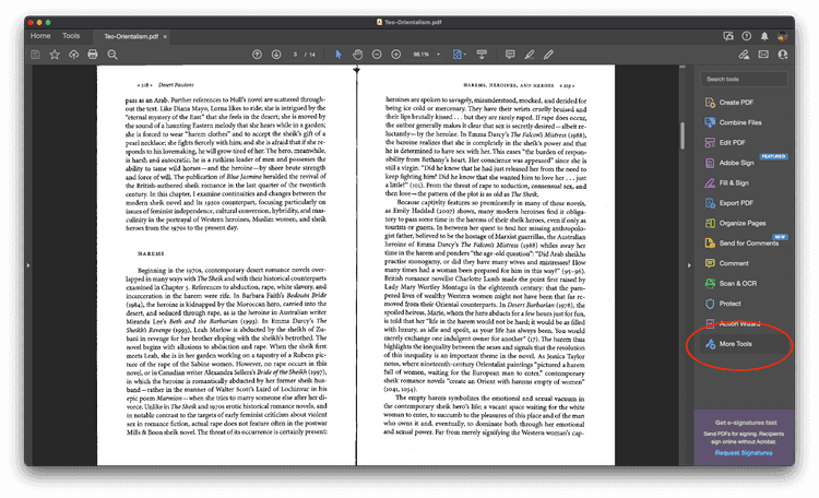 A screenshot of a PDF file that has been opened in Adobe Acrobat DC. There are two pages scanned from a book with lots of text